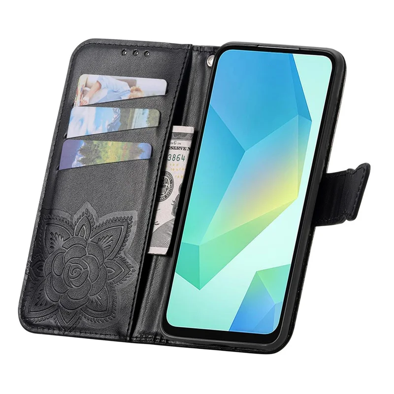 Phone Case with Strap for Xiaomi Poco M8 5G  /  Redmi Note 15 5G (Global)  /  Note 15 4G (Global) Butterfly Pattern PU Leather Wallet Phone Cover - Black