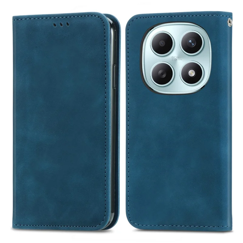 Leather Case with Card Holder for Xiaomi Poco M8 5G  /  Redmi Note 15 5G (Global)  /  Note 15 4G (Global) Magnetic Absorption Phone Cover - Blue