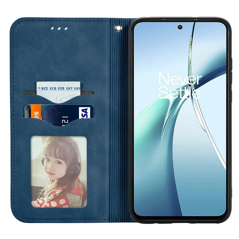 Leather Case with Card Holder for Xiaomi Poco M8 5G  /  Redmi Note 15 5G (Global)  /  Note 15 4G (Global) Magnetic Absorption Phone Cover - Blue