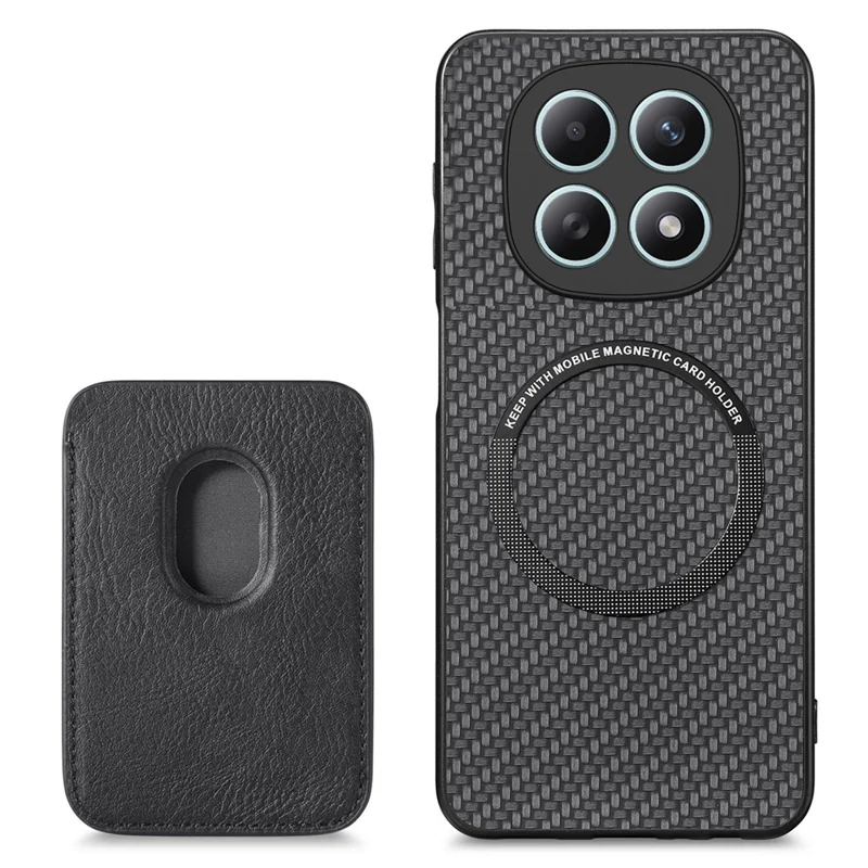 For Xiaomi Redmi Note 15 4G (Global) Magnetic Case Detachable Card Holder Phone Back Cover - Black