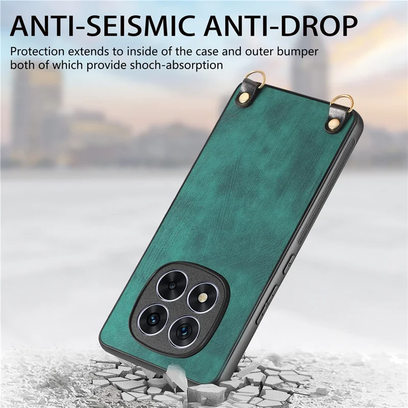 Стильный чехол-бумажник для телефона Xiaomi Poco M8 5G / Redmi Note 15 5G (Global) из искусственной кожи с регулируемым ремешком — розовый