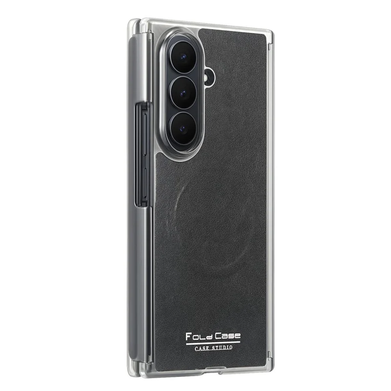 For Samsung Galaxy Z TriFold 5G Magnetic Case Dual Mid-Axis Shockproof PU Leather PC TPU Phone Cover - Black