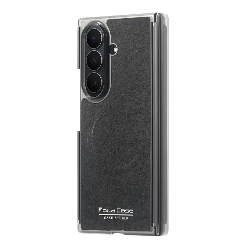 For Samsung Galaxy Z TriFold 5G Magnetic Case Dual Mid-Axis Shockproof PU Leather PC TPU Phone Cover - Black