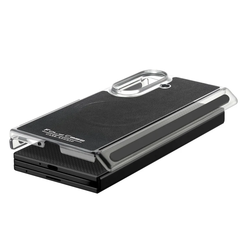 For Samsung Galaxy Z TriFold 5G Magnetic Case Dual Mid-Axis Shockproof PU Leather PC TPU Phone Cover - Black