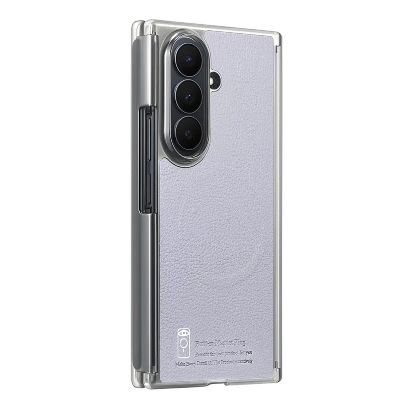For Samsung Galaxy Z TriFold 5G Magnetic Case PU Leather TPU PC Clear Frame Phone Cover Dual Mid-Axis Design - Light Purple