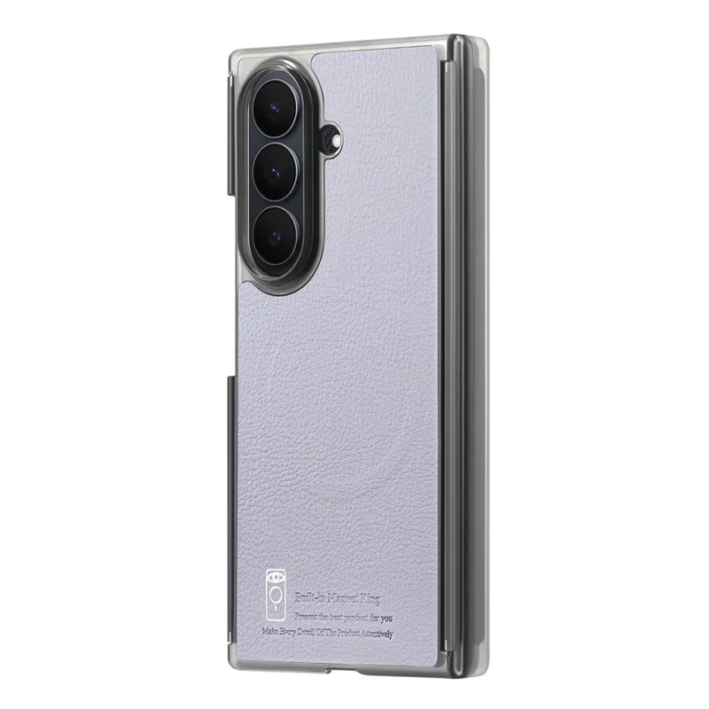 For Samsung Galaxy Z TriFold 5G Magnetic Case PU Leather TPU PC Clear Frame Phone Cover Dual Mid-Axis Design - Light Purple