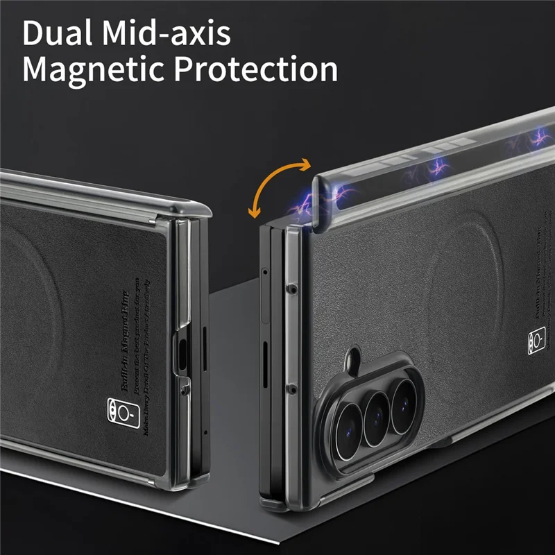 For Samsung Galaxy Z TriFold 5G Magnetic Phone Case Dual-axis Shockproof PU Leather PC TPU Protection Cover - Black