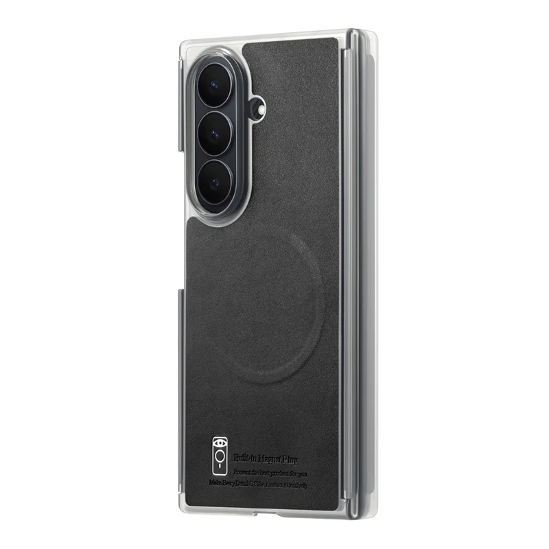 For Samsung Galaxy Z TriFold 5G Magnetic Phone Case Dual-axis Shockproof PU Leather PC TPU Protection Cover - Black