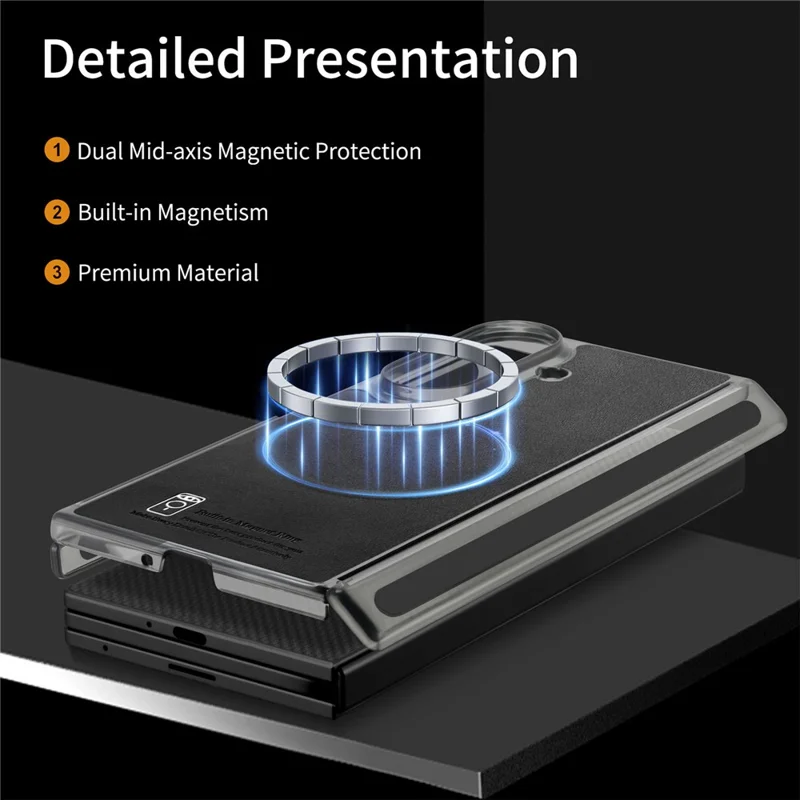 For Samsung Galaxy Z TriFold 5G Magnetic Phone Case Dual-axis Shockproof PU Leather PC TPU Protection Cover - Black