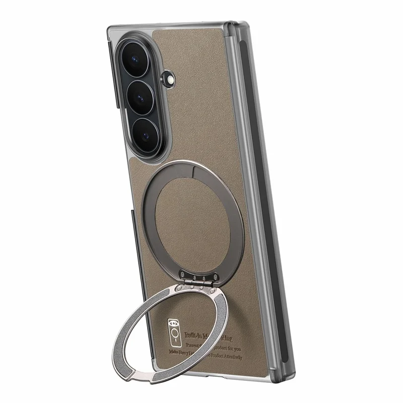 For Samsung Galaxy Z TriFold 5G Magnetic Phone Case with 360 Degree Rotating Ring Holder Dual-Axis Shockproof Protection - Dark Brown