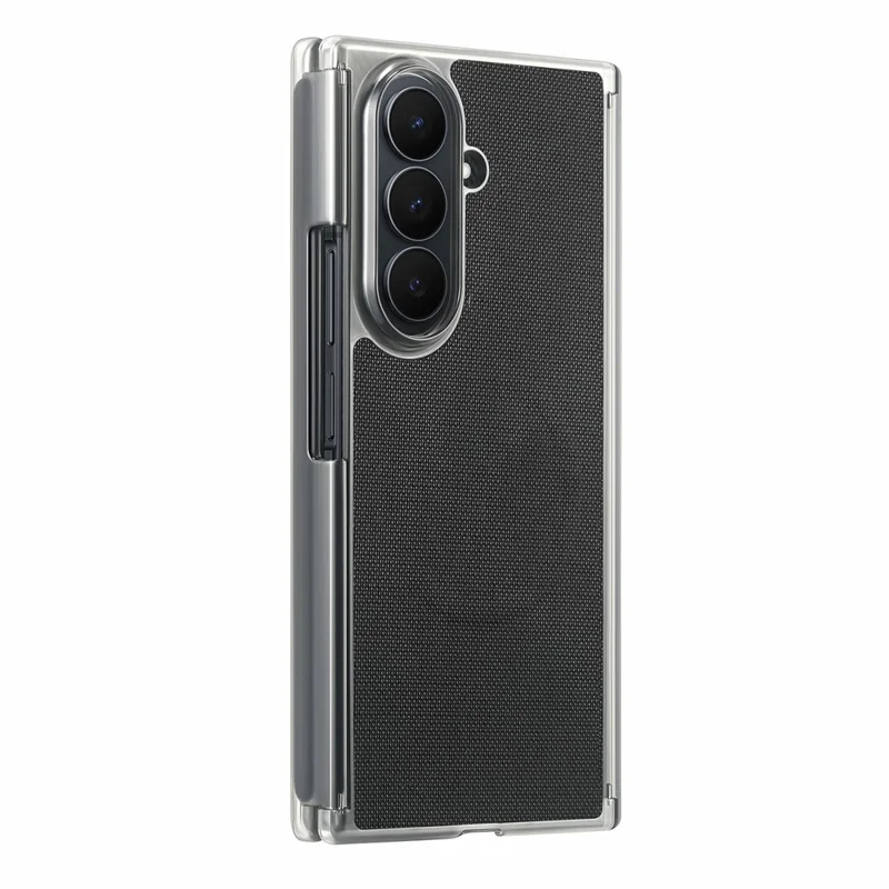 For Samsung Galaxy Z TriFold 5G Magnetic Phone Case Grid Texture PU Leather Cover with Dual Mid Axis Protection - Black