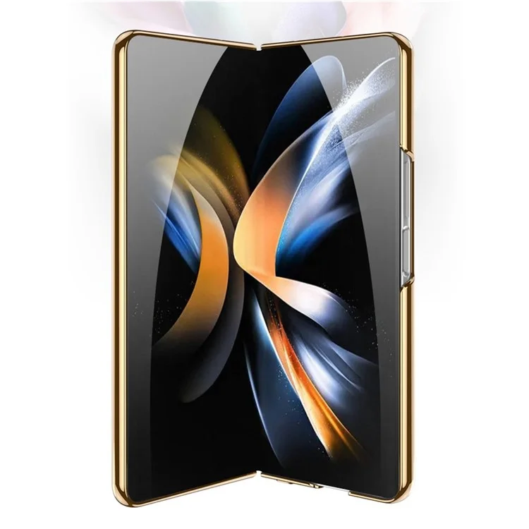GKK For Samsung Galaxy Z Fold4 5G Tempered Glass Folding Phone Case Electroplated  Pattern Printing Hard PC Shockproof Back Cover - Contrast Color 01