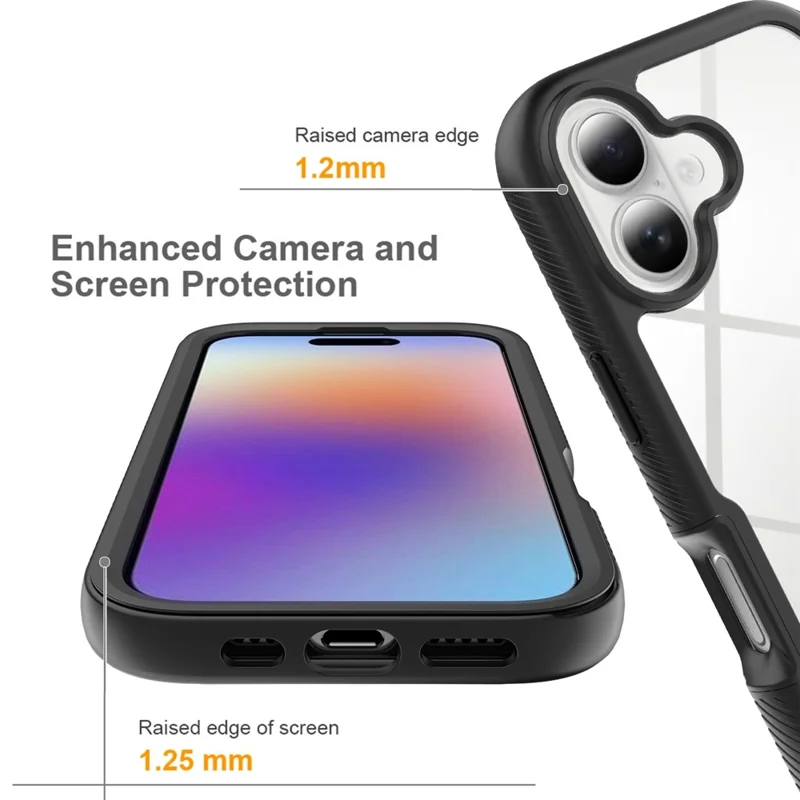 Bulk Purchasing For iPhone 17 Case PC + TPU Clear Phone Back Cover with PET Screen Protector - Black