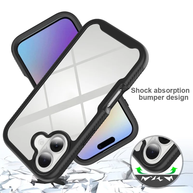 Bulk Purchasing For iPhone 17 Case PC + TPU Clear Phone Back Cover with PET Screen Protector - Black