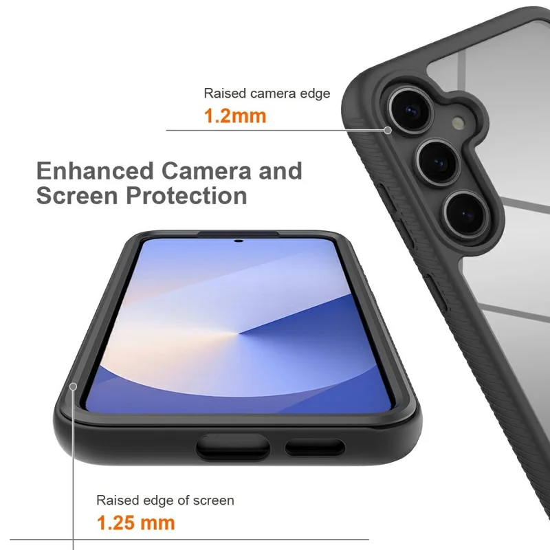 Bulk Purchasing For Samsung Galaxy S26+ Case PC + TPU Clear Phone Back Cover with PET Screen Protector - Black