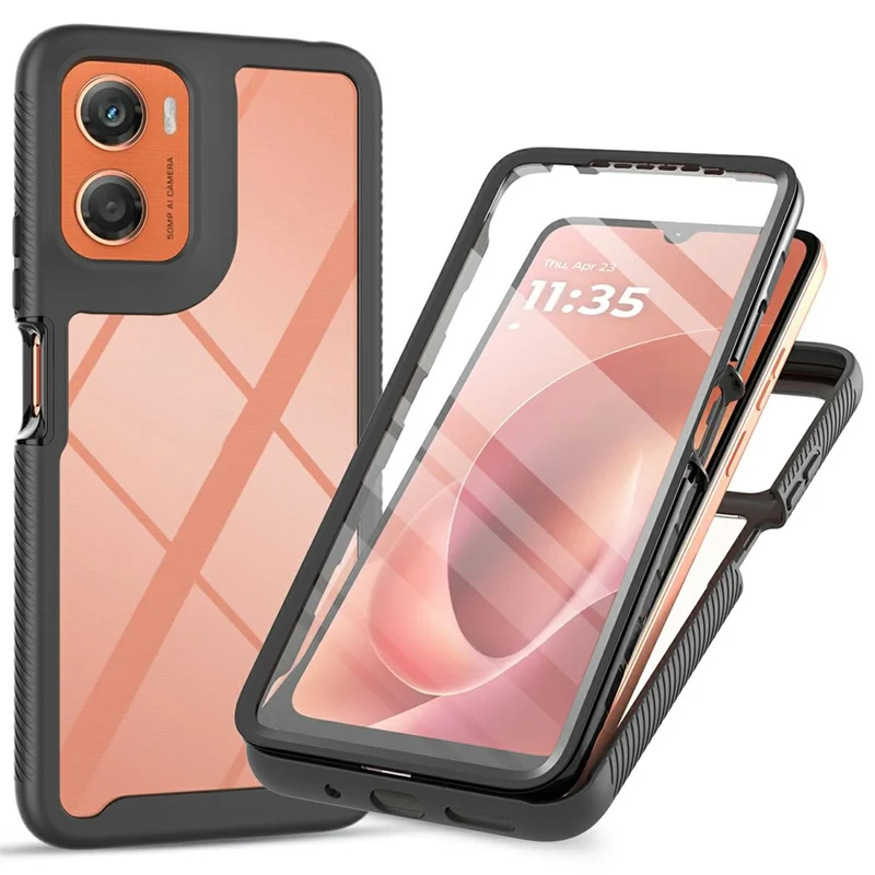 Bulk Purchasing For Motorola Moto G06 Power 4G / G06 4G Case PC + TPU Clear Phone Back Cover with PET Screen Protector - Black