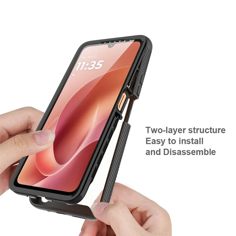Bulk Purchasing For Motorola Moto G06 Power 4G / G06 4G Case PC + TPU Clear Phone Back Cover with PET Screen Protector - Black