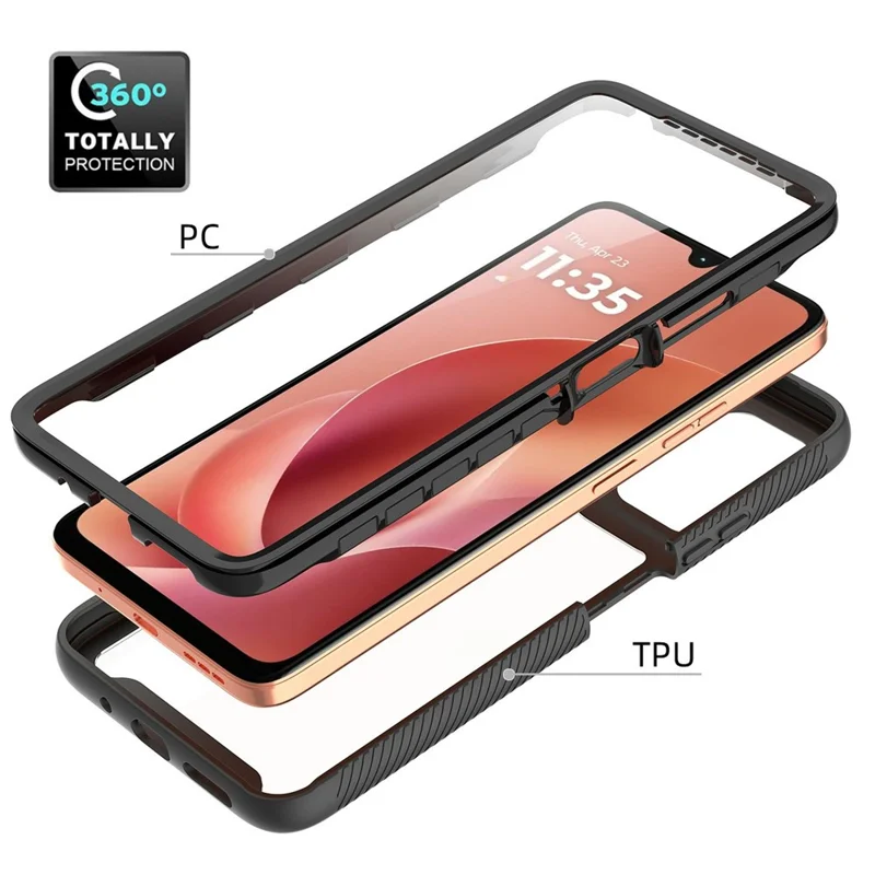 Bulk Purchasing For Motorola Moto G06 Power 4G / G06 4G Case PC + TPU Clear Phone Back Cover with PET Screen Protector - Black