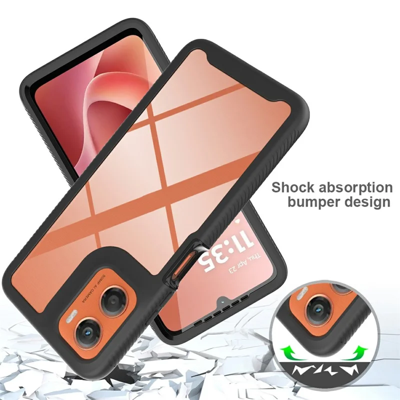 Bulk Purchasing For Motorola Moto G06 Power 4G / G06 4G Case PC + TPU Clear Phone Back Cover with PET Screen Protector - Black