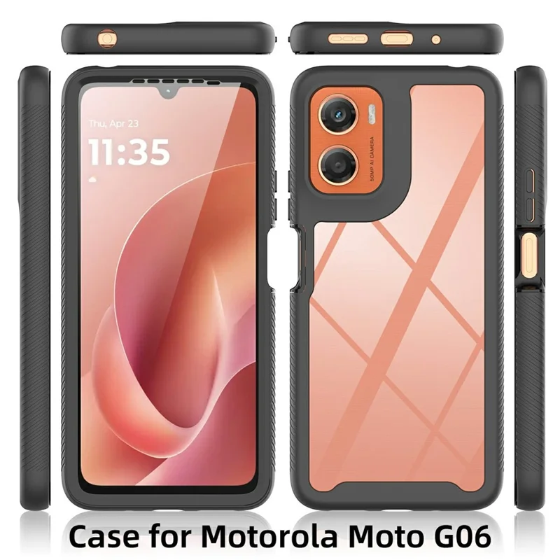 Bulk Purchasing For Motorola Moto G06 Power 4G / G06 4G Case PC + TPU Clear Phone Back Cover with PET Screen Protector - Black