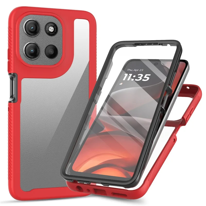 Compra al por mayor de carcasa para Motorola Moto G86 5G, funda trasera transparente de PC + TPU con protector de pantalla PET - Rojo