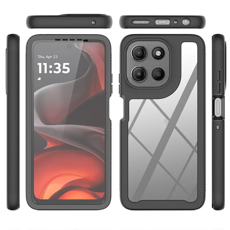 Compra al por mayor de carcasa para Motorola Moto G86 5G, funda trasera transparente de PC + TPU con protector de pantalla PET - Rojo