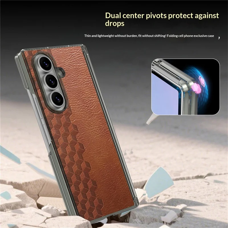 Für Samsung Galaxy Z Fold7 5G Hülle Magnetische Doppelmittellager-Schutz PU-Leder TPU PC Faltbare Handyhülle - Braun