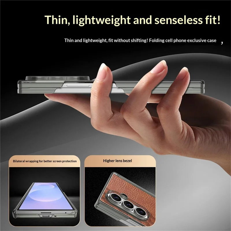 Für Samsung Galaxy Z Fold7 5G Hülle Magnetische Doppelmittellager-Schutz PU-Leder TPU PC Faltbare Handyhülle - Braun