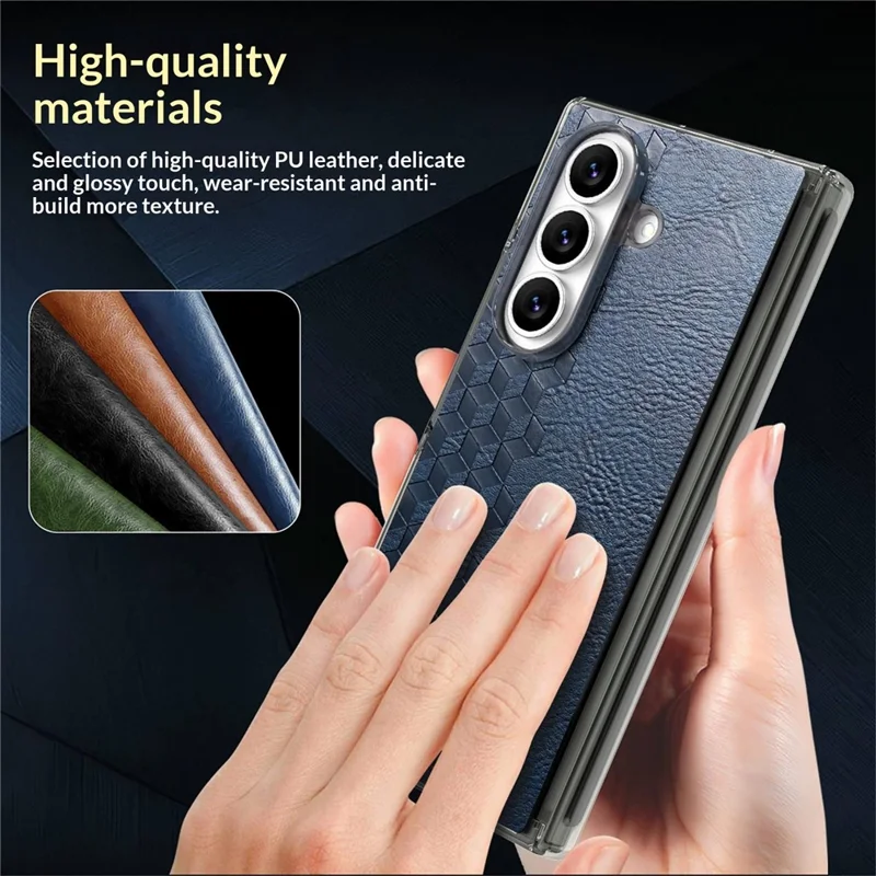 Für Samsung Galaxy Z Fold7 5G Hülle Magnetische Doppelmittellager-Schutz PU-Leder TPU PC Faltbare Handyhülle - Braun