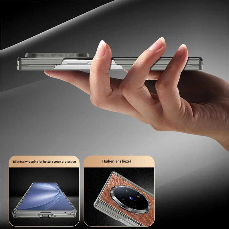 Für vivo X Fold5 5G Hülle Magnetische Doppelmittellager-Schutz PU-Leder TPU PC Faltbare Handyhülle - Braun