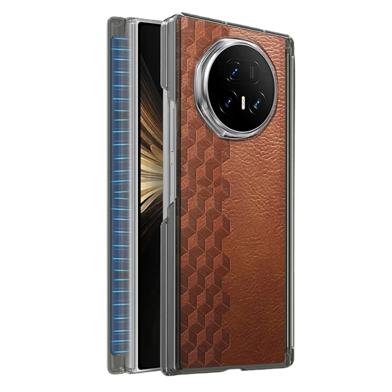 Voor Honor Magic V5 5G hoesje Magnetische dubbele middenasbescherming PU leer TPU PC Vouwbaar telefoontoestel - Bruin