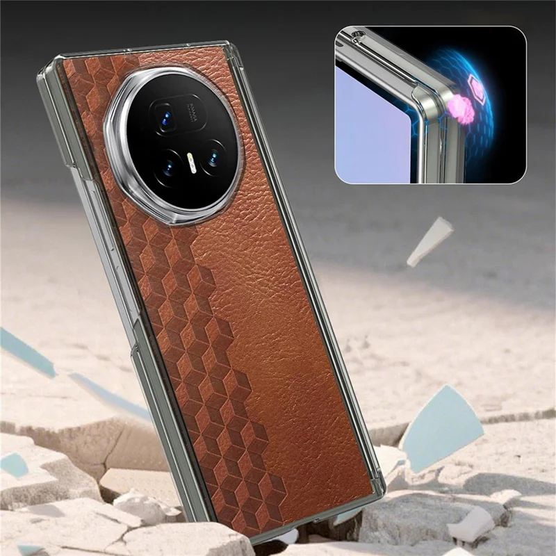 Voor Honor Magic V5 5G hoesje Magnetische dubbele middenasbescherming PU leer TPU PC Vouwbaar telefoontoestel - Bruin