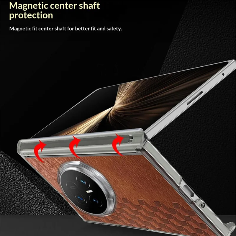 Voor Honor Magic V5 5G hoesje Magnetische dubbele middenasbescherming PU leer TPU PC Vouwbaar telefoontoestel - Bruin