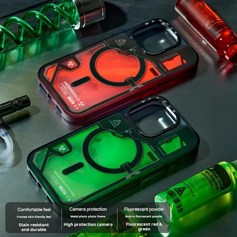 WAKCAS Coque magnétique pour iPhone 15 Pro Max, housse TPU fluide fluorescente compatible MagSafe - Vert