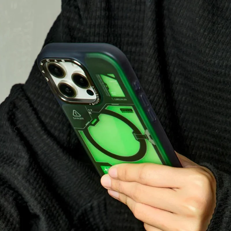 WAKCAS Coque magnétique pour iPhone 15 Pro Max, housse TPU fluide fluorescente compatible MagSafe - Vert