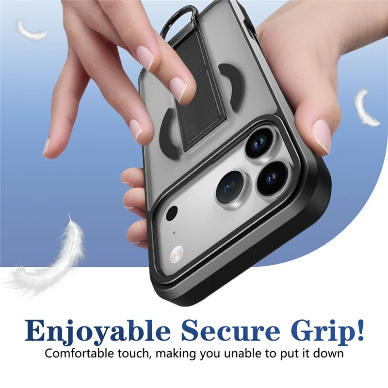 For iPhone 17 Pro Max Magnetic Case with Folding Kickstand  /  Ring Holder TPU + PC Phone Back Cover - Black