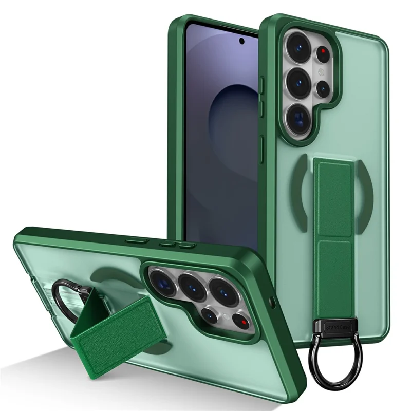 For Samsung Galaxy S25 Ultra Magnetic Case with Folding Kickstand  /  Ring Holder TPU + PC Phone Back Cover - Green