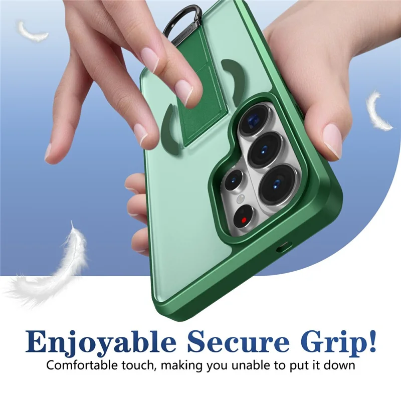 For Samsung Galaxy S25 Ultra Magnetic Case with Folding Kickstand  /  Ring Holder TPU + PC Phone Back Cover - Green