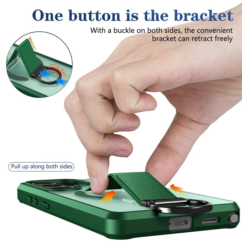 For Samsung Galaxy S25 Ultra Magnetic Case with Folding Kickstand  /  Ring Holder TPU + PC Phone Back Cover - Green