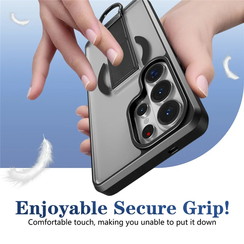 For Samsung Galaxy S26 Ultra Magnetic Case with Folding Kickstand  /  Ring Holder TPU + PC Phone Back Cover - Black