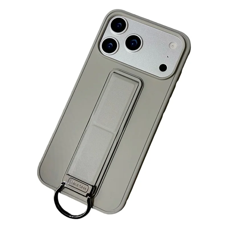 Funda para iPhone 17 Pro Max con soporte de pie / soporte de anillo en D, funda trasera de TPU y PC - Gris