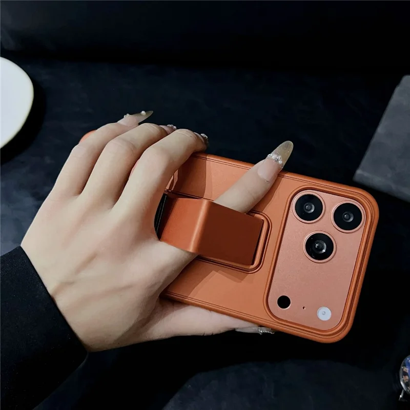 Funda para iPhone 17 Pro Max con soporte de pie / soporte de anillo en D, funda trasera de TPU y PC - Gris