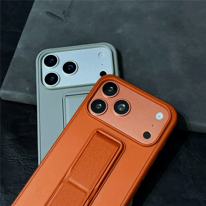 Funda para iPhone 17 Pro Max con soporte de pie / soporte de anillo en D, funda trasera de TPU y PC - Gris