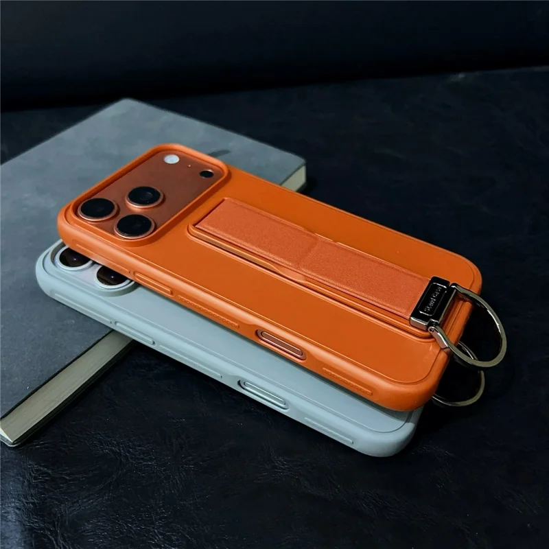 Funda para iPhone 17 Pro Max con soporte de pie / soporte de anillo en D, funda trasera de TPU y PC - Gris