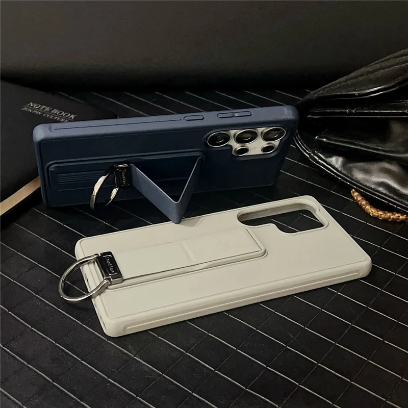 For Samsung Galaxy S25 Ultra Case with Kickstand  /  D-Ring Holder TPU PC Phone Back Cover - Navy Blue