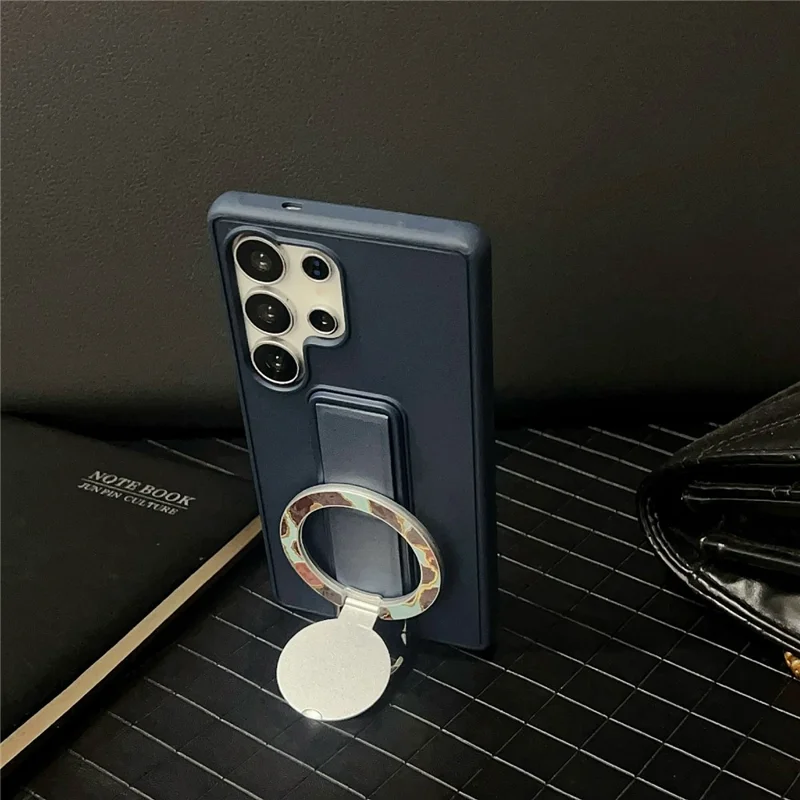 For Samsung Galaxy S25 Ultra Case with Kickstand  /  D-Ring Holder TPU PC Phone Back Cover - Navy Blue