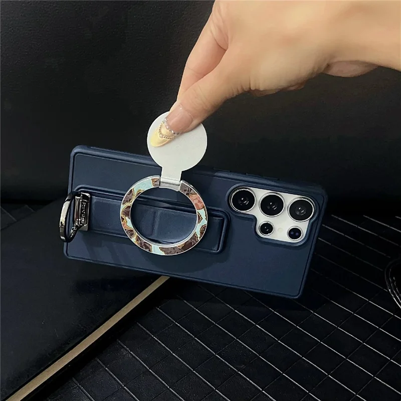 For Samsung Galaxy S25 Ultra Case with Kickstand  /  D-Ring Holder TPU PC Phone Back Cover - Navy Blue