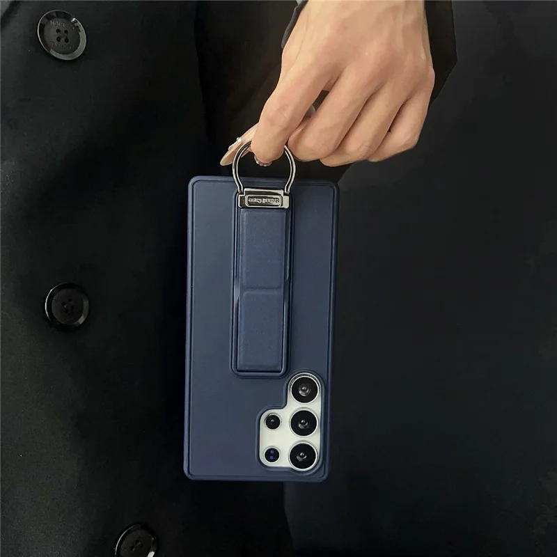 For Samsung Galaxy S25 Ultra Case with Kickstand  /  D-Ring Holder TPU PC Phone Back Cover - Navy Blue