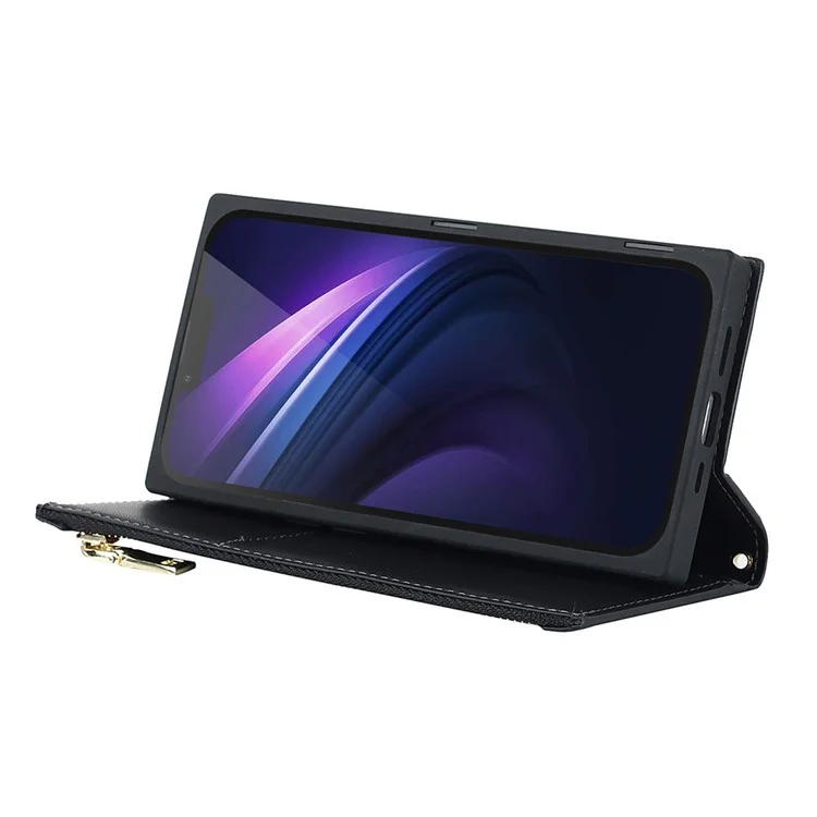 Per Iphone 13 6,1 Pollici di Spalla PU PU Pucper Capper Cappica Puggi Rhumbus Portafoglio Copertina Del Telefono Con Cinturino Lungo - Nero