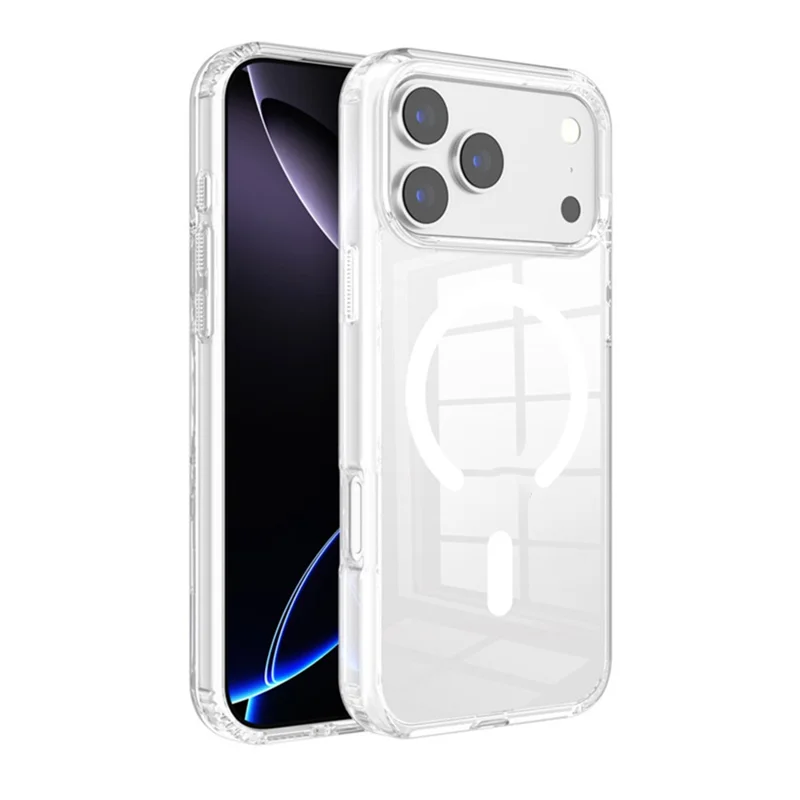 For iPhone 17 Pro Max Clear Magnetic Case TPU PC Shockproof Phone Cover Compatible with MagSafe - Transparent